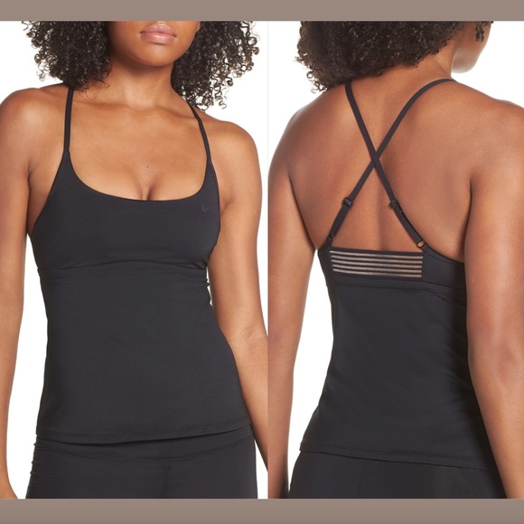 NEW Nike Swimsuit Cross-Back‎ Black Tankini Top - Picture 2 of 12